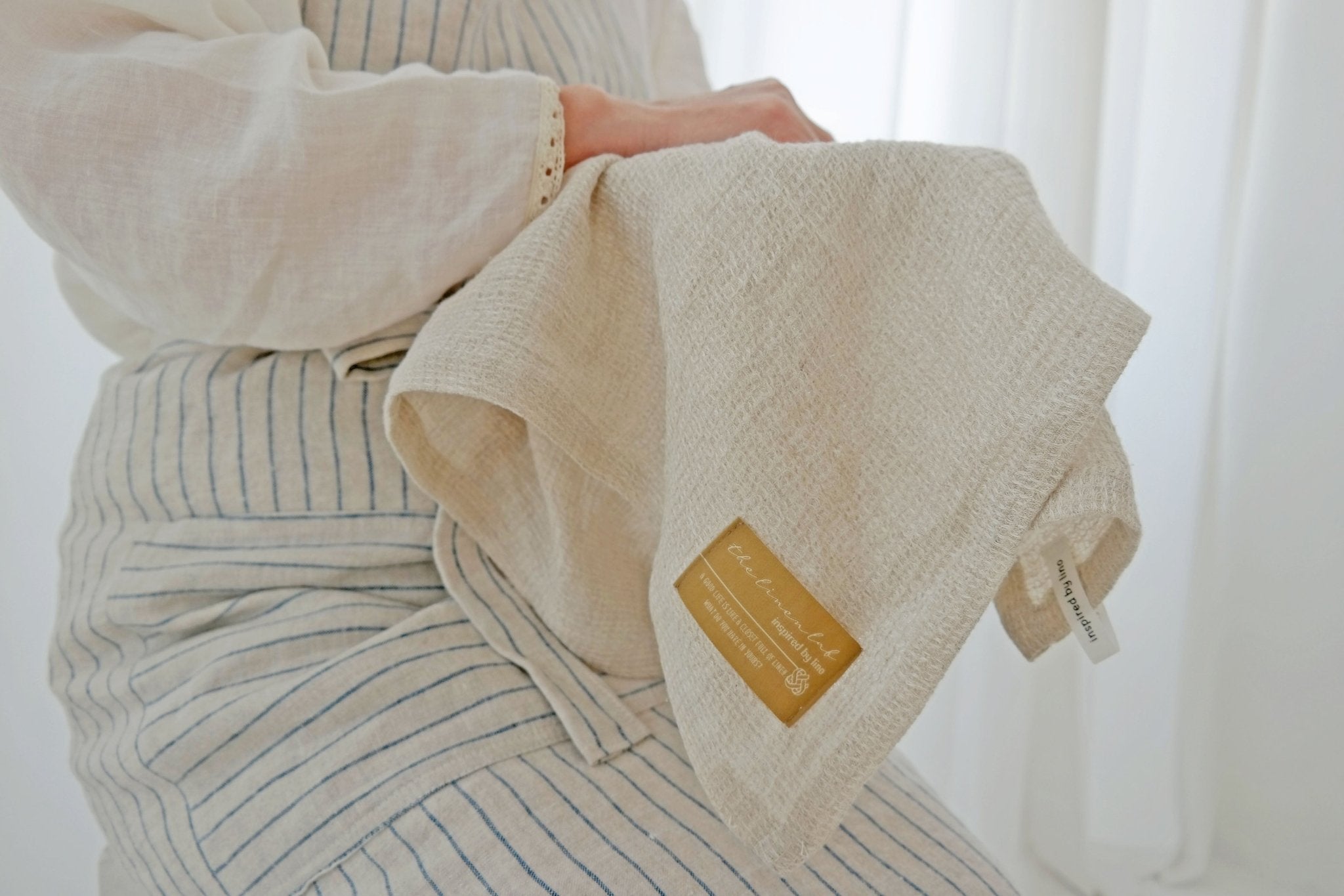 Linen Kitchen Cloth Towel Waffle Shape - The Linen Lab - Natural