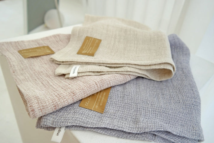 Linen Kitchen Cloth Towel Waffle Shape - The Linen Lab - Natural