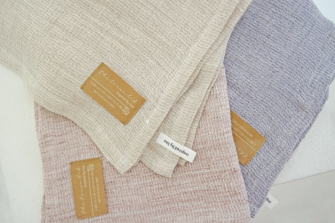 Linen Kitchen Cloth Towel Waffle Shape - The Linen Lab - Natural