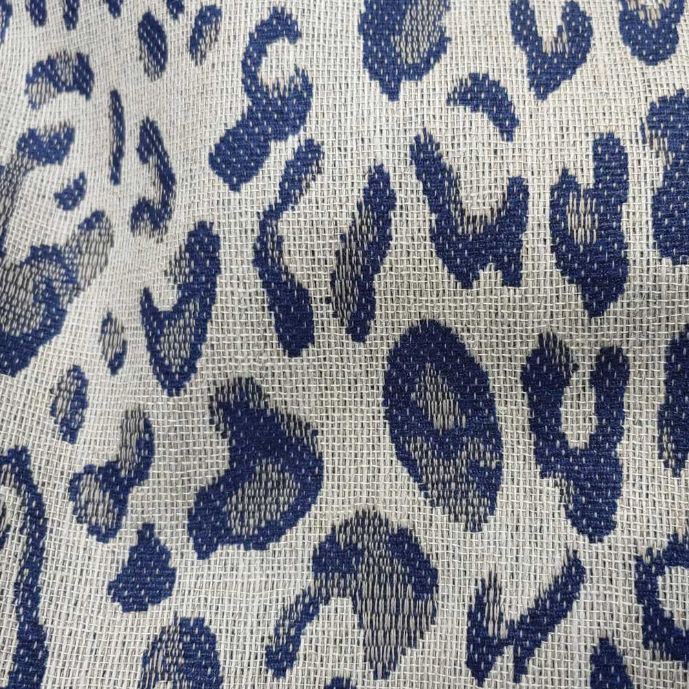 Linen Leopard Jacquard Fabric (6014 6015 6016) - The Linen Lab - Navy