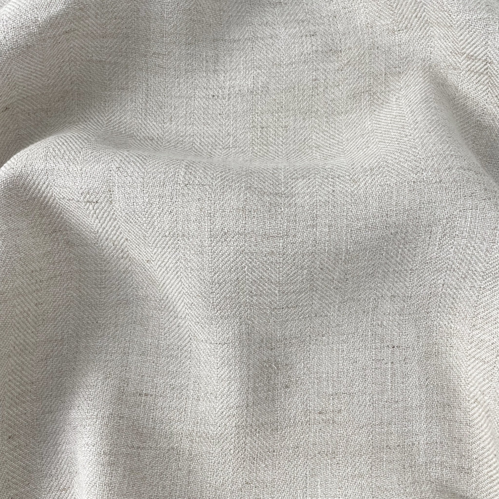 Linen Melange Fabric HBT Herringbone Twill (6667 6668) - The Linen Lab - Light Natural