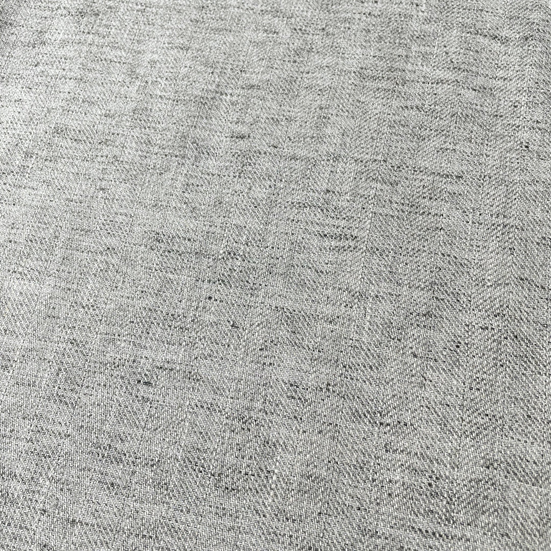 Linen Melange Fabric HBT Herringbone Twill (6667 6668) - The Linen Lab - Grey