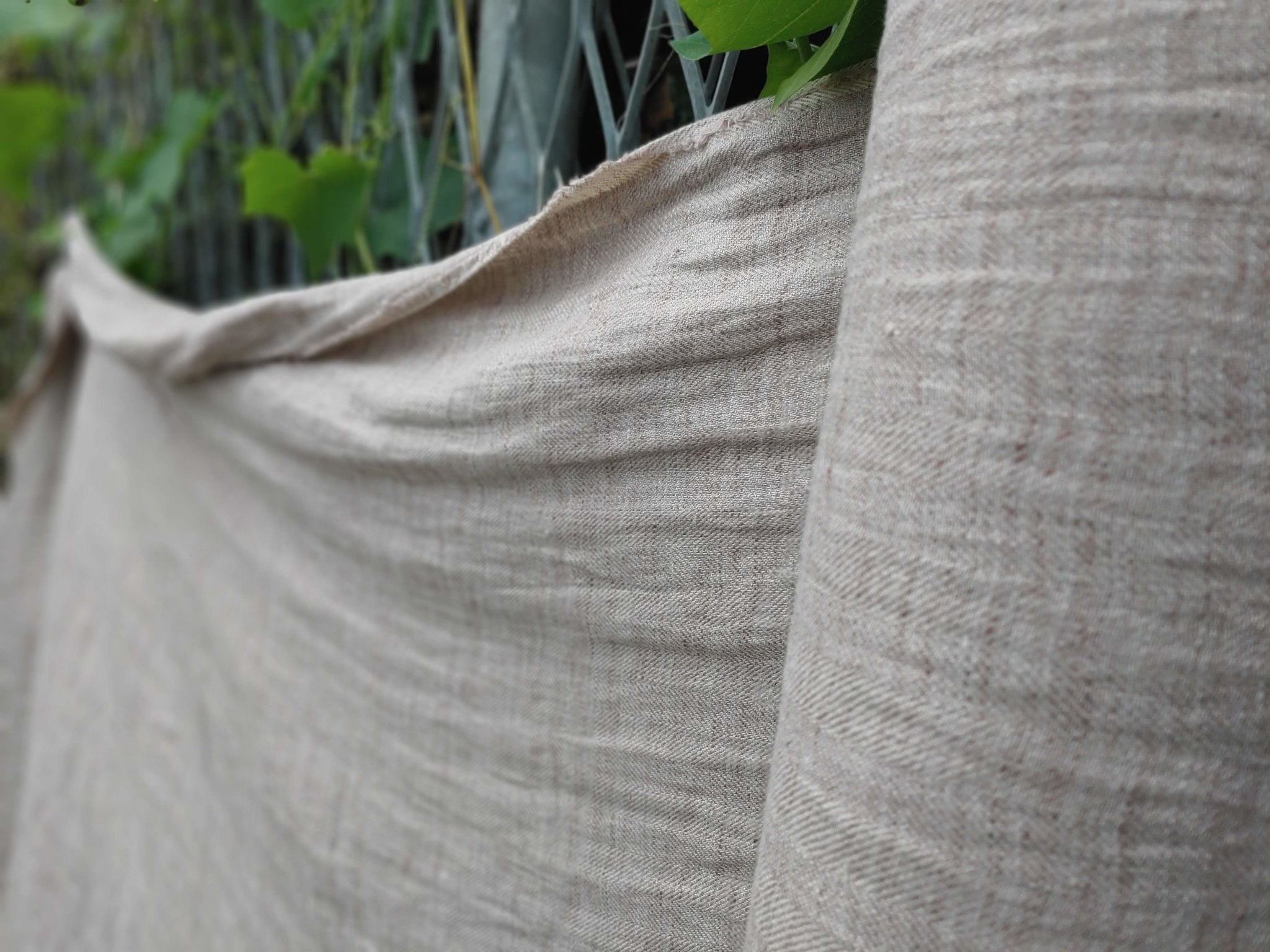 Linen Melange Fabric HBT Herringbone Twill (6706) - The Linen Lab - Beige