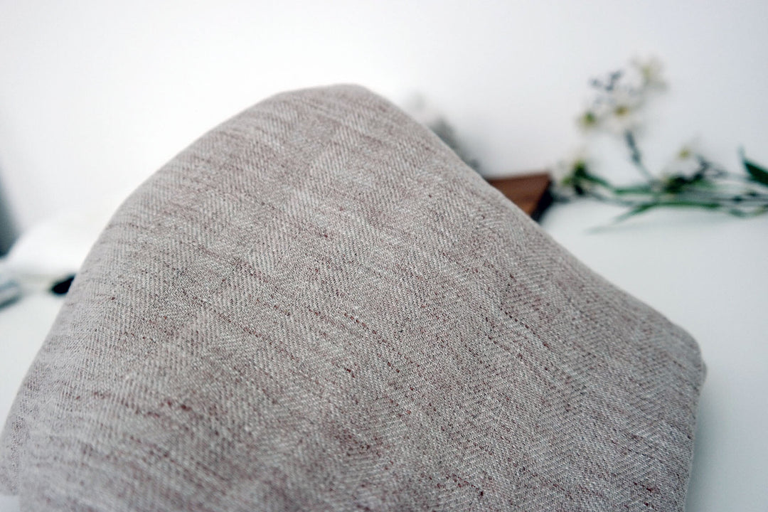 Linen Melange Fabric HBT Herringbone Twill (6706) - The Linen Lab - Beige
