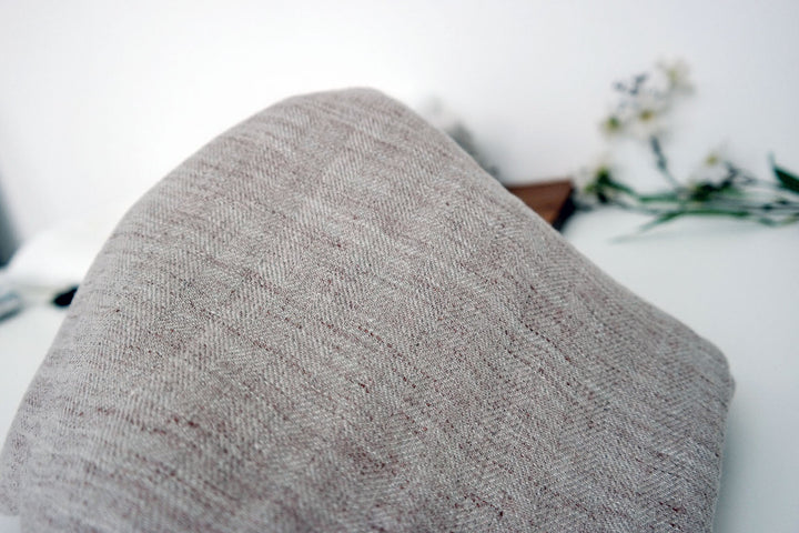Linen Melange Fabric HBT Herringbone Twill (6706) - The Linen Lab - Beige