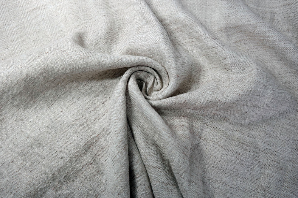 Linen Melange Fabric HBT Herringbone Twill (6706) - The Linen Lab - Beige
