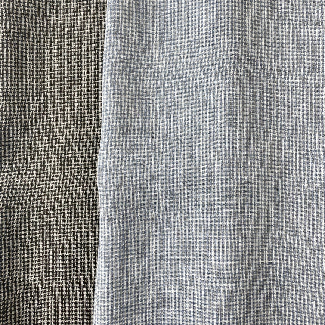 Linen Mini Gingham Check 6793 6794 - The Linen Lab - 6793 BLACK