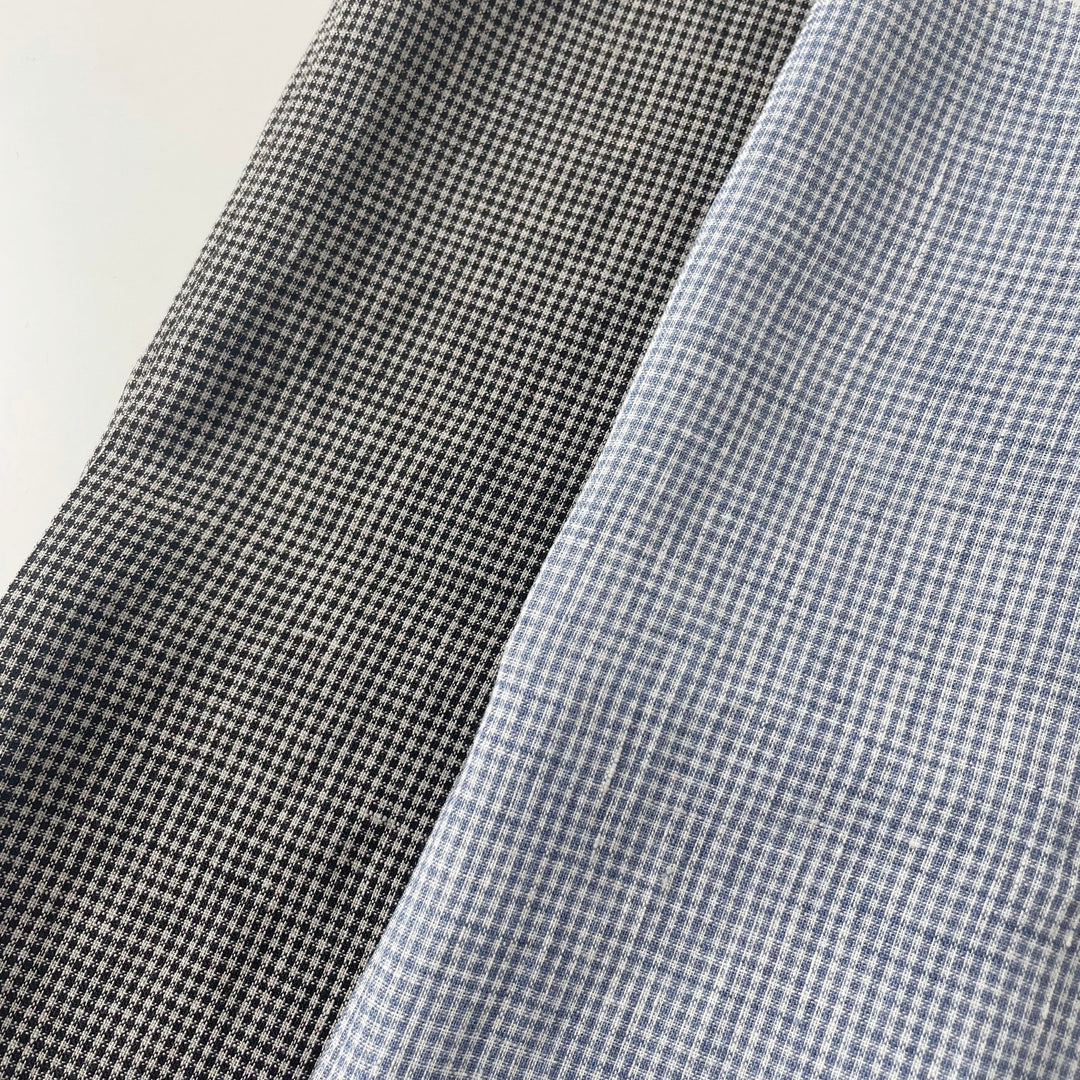 Linen Mini Gingham Check 6793 6794 - The Linen Lab - 6793 BLACK