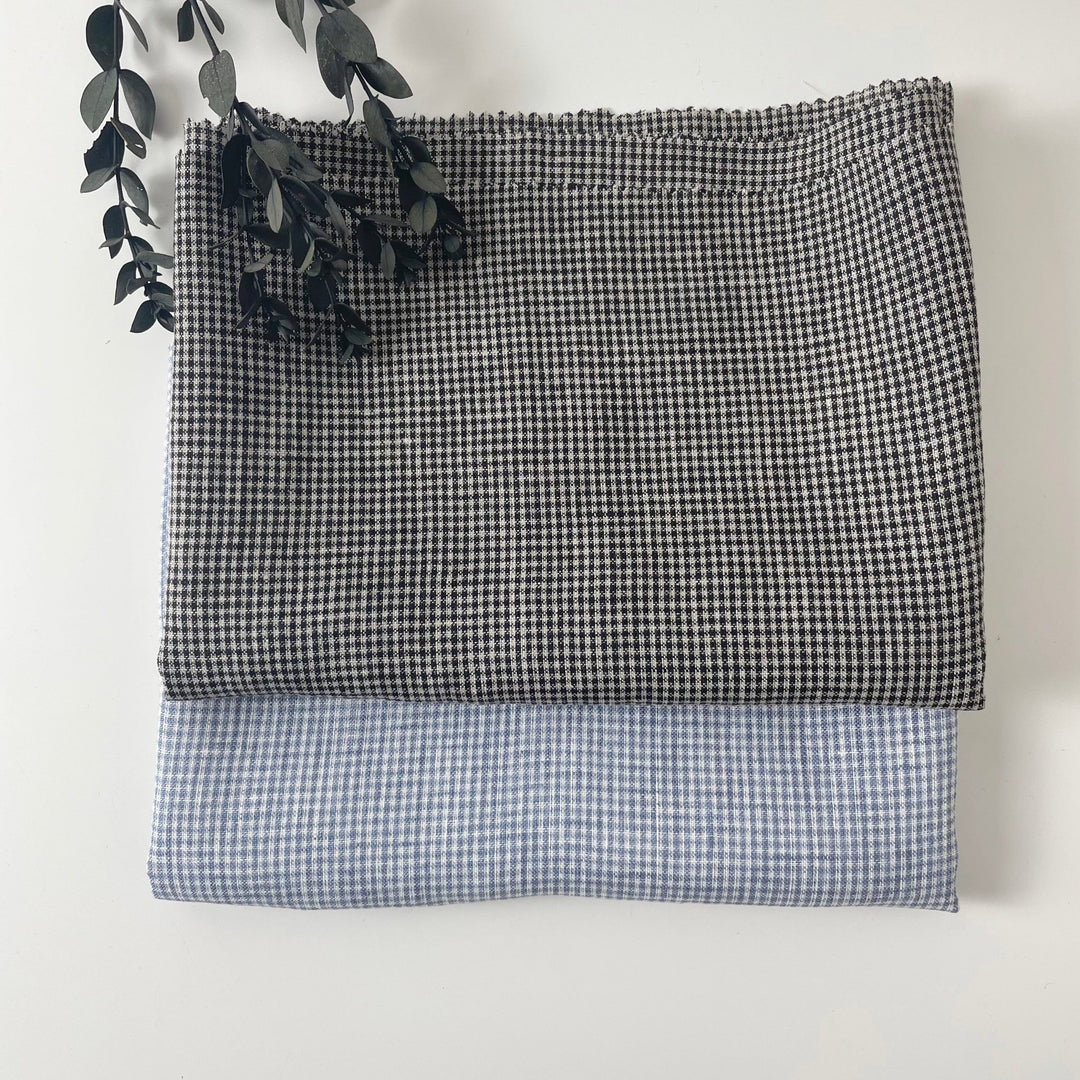 Linen Mini Gingham Check 6793 6794 - The Linen Lab - 6793 BLACK