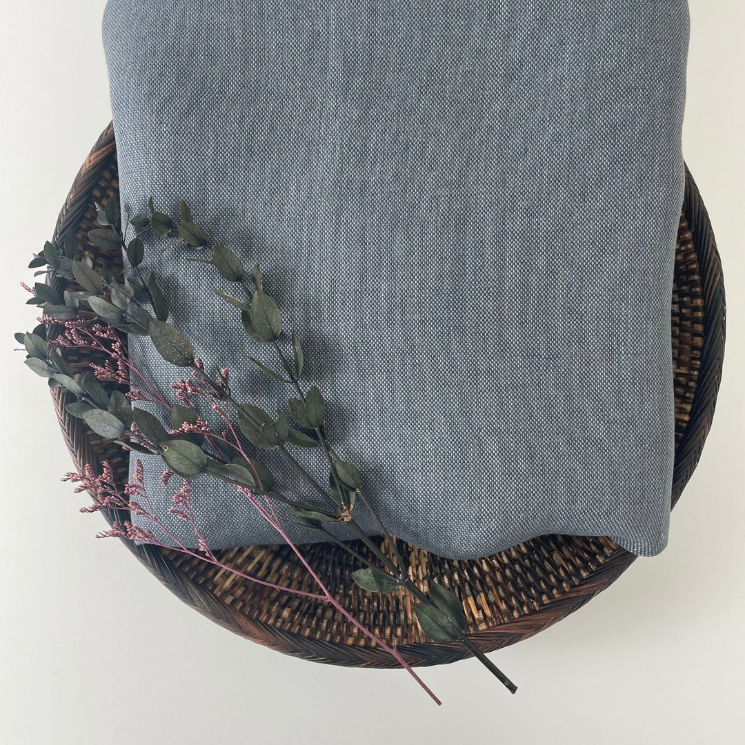 Linen Natural Grey Dot Fabric 7288 7438 - The Linen Lab - Grey