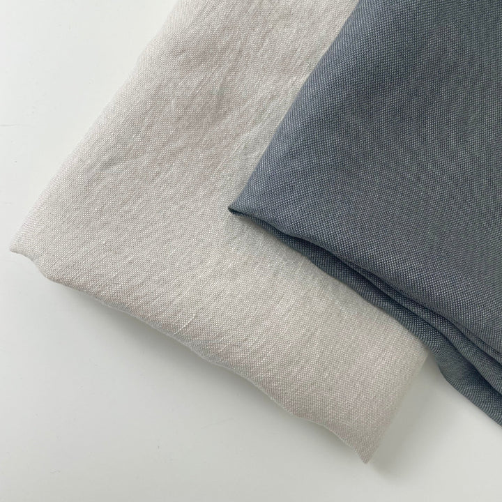 Linen Natural Grey Dot Fabric 7288 7438 - The Linen Lab - Natural