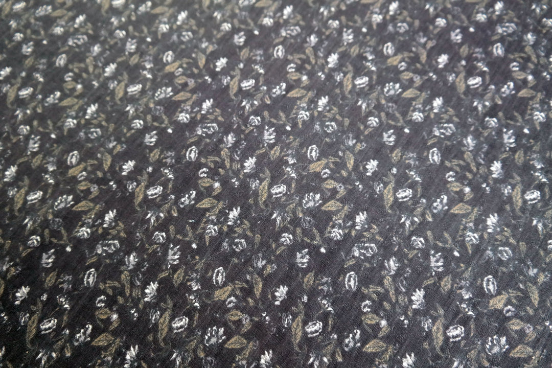 Linen Navy Flower Print (7374) - The Linen Lab - blue
