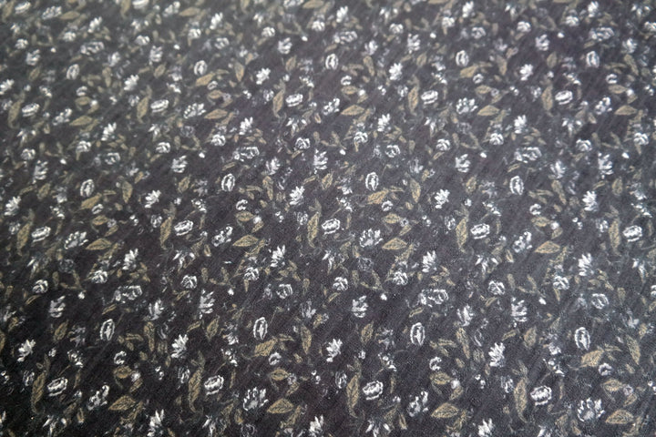 Linen Navy Flower Print (7374) - The Linen Lab - blue