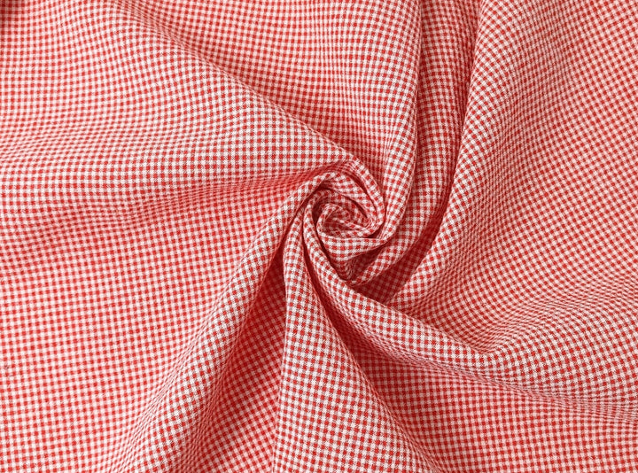 Linen Nylon Cotton Small Check Fabric with Subtle Seersucker Effect - A Blend of Comfort and Style 7635 7636 - The Linen Lab - Green
