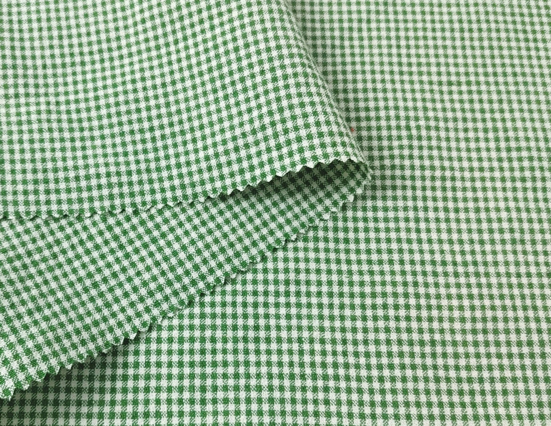 Linen Nylon Cotton Small Check Fabric with Subtle Seersucker Effect - A Blend of Comfort and Style 7635 7636 - The Linen Lab - Red