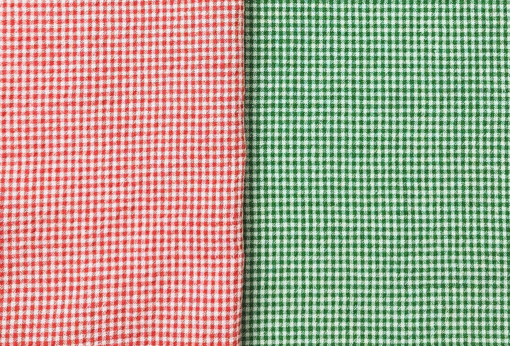 Linen Nylon Cotton Small Check Fabric with Subtle Seersucker Effect - A Blend of Comfort and Style 7635 7636 - The Linen Lab - Red