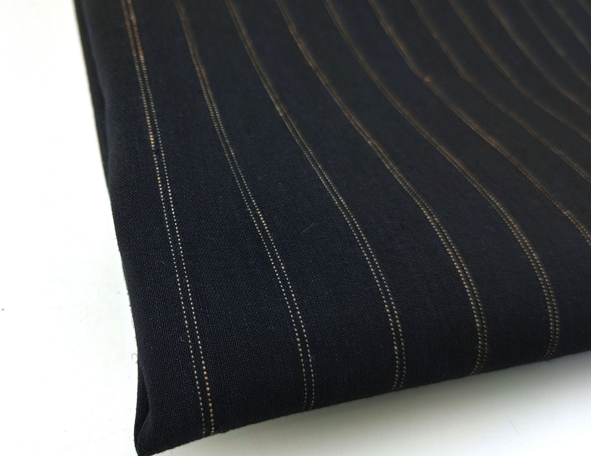 Linen Nylon Stretch Fabric with 2-Pin Stripe 7657 - The Linen Lab - Black