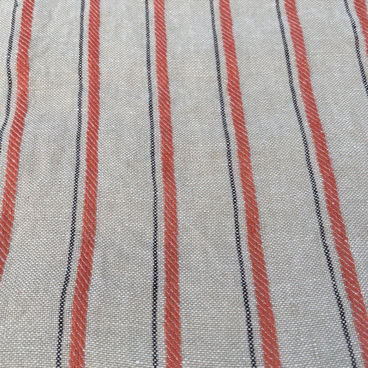 Linen Orange Dobby Stripe Fabric (6920) - The Linen Lab - Orange
