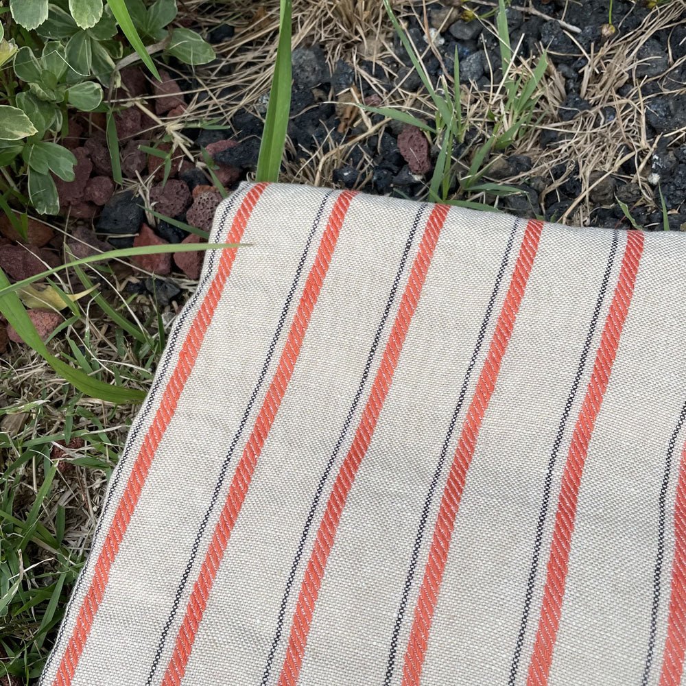 Linen Orange Dobby Stripe Fabric (6920) - The Linen Lab - Orange