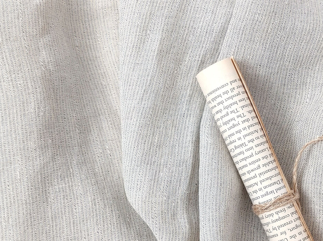 Linen Polyester Blend Fabric with Delicate Stripe Harmony 7749 7750 - The Linen Lab - Black