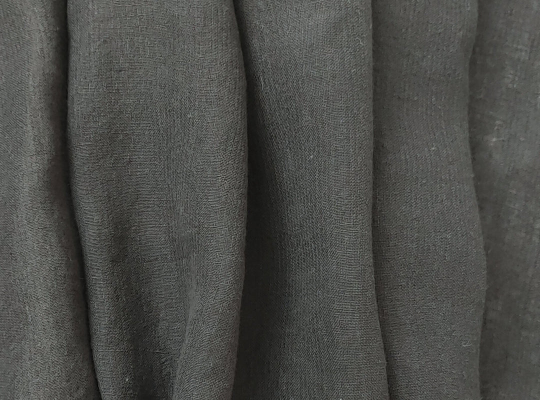 Linen Polyester Blend Fabric with Delicate Stripe Harmony 7749 7750 - The Linen Lab - Black