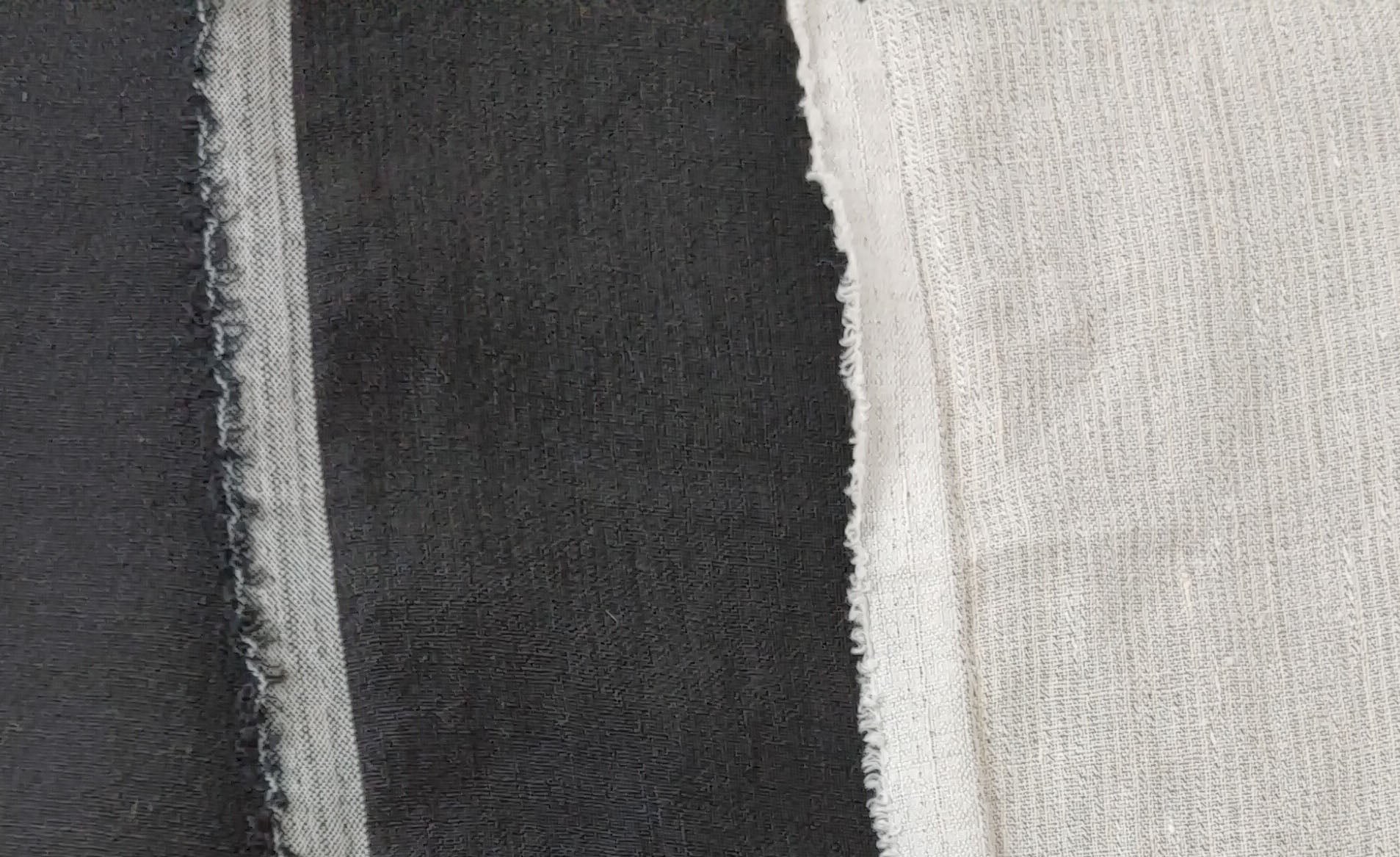 Linen Polyester Blend Fabric with Delicate Stripe Harmony 7749 7750 - The Linen Lab - Black