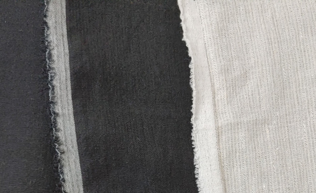 Linen Polyester Blend Fabric with Delicate Stripe Harmony 7749 7750 - The Linen Lab - Black