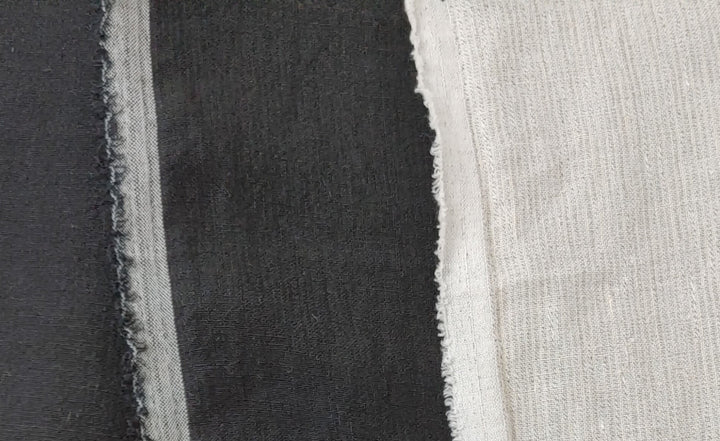 Linen Polyester Blend Fabric with Delicate Stripe Harmony 7749 7750 - The Linen Lab - Black