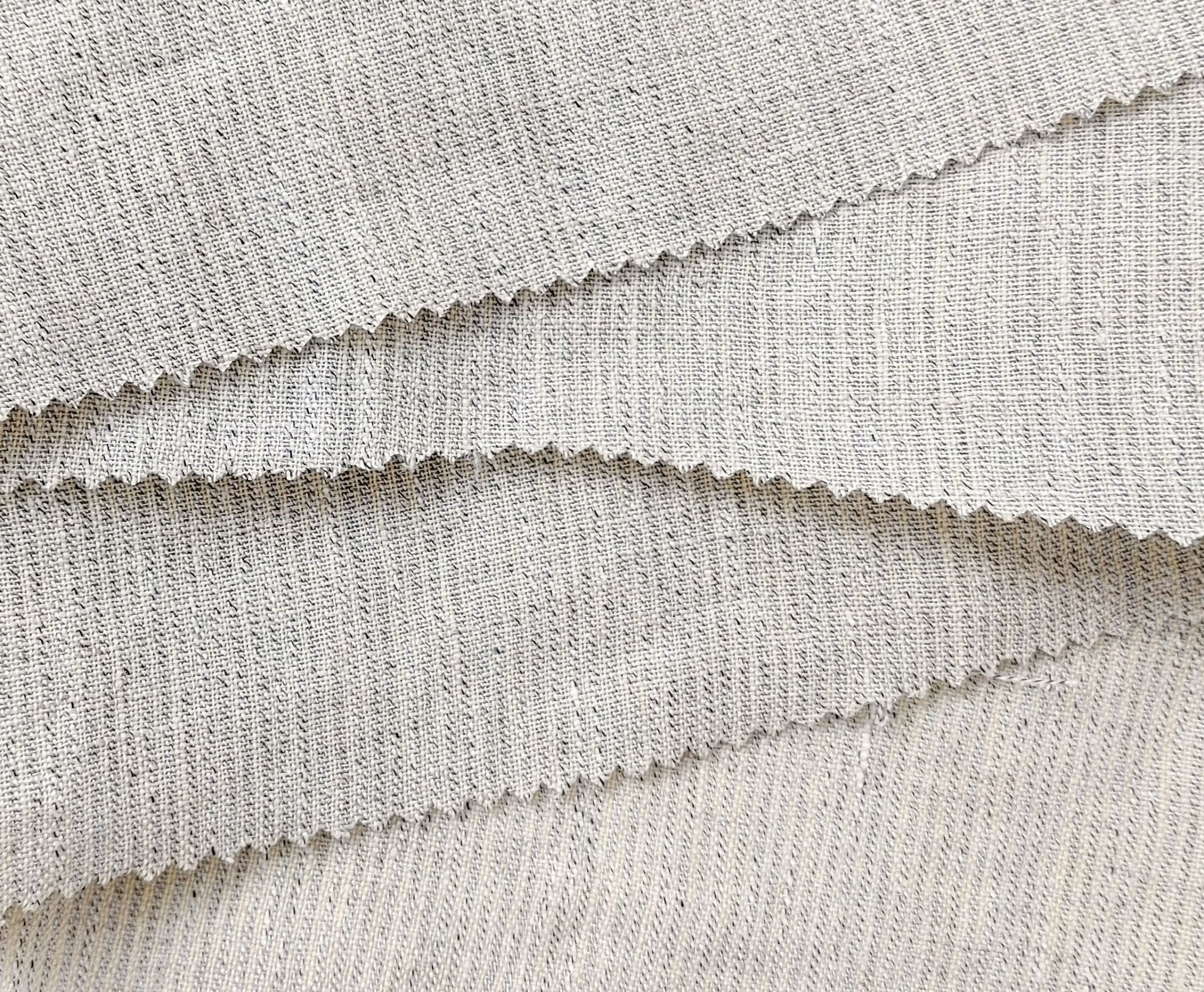Linen Polyester Blend Fabric with Delicate Stripe Harmony 7749 7750 - The Linen Lab - Natural