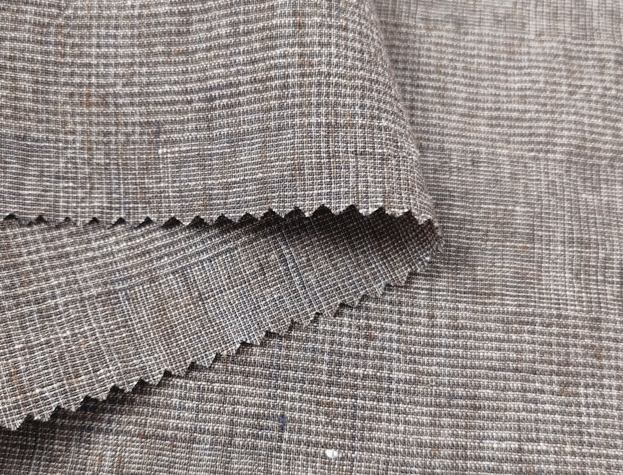 Linen Polyester Glen Plaid Fabric with Delave Effect 7062 7063 6805 - The Linen Lab - Gray