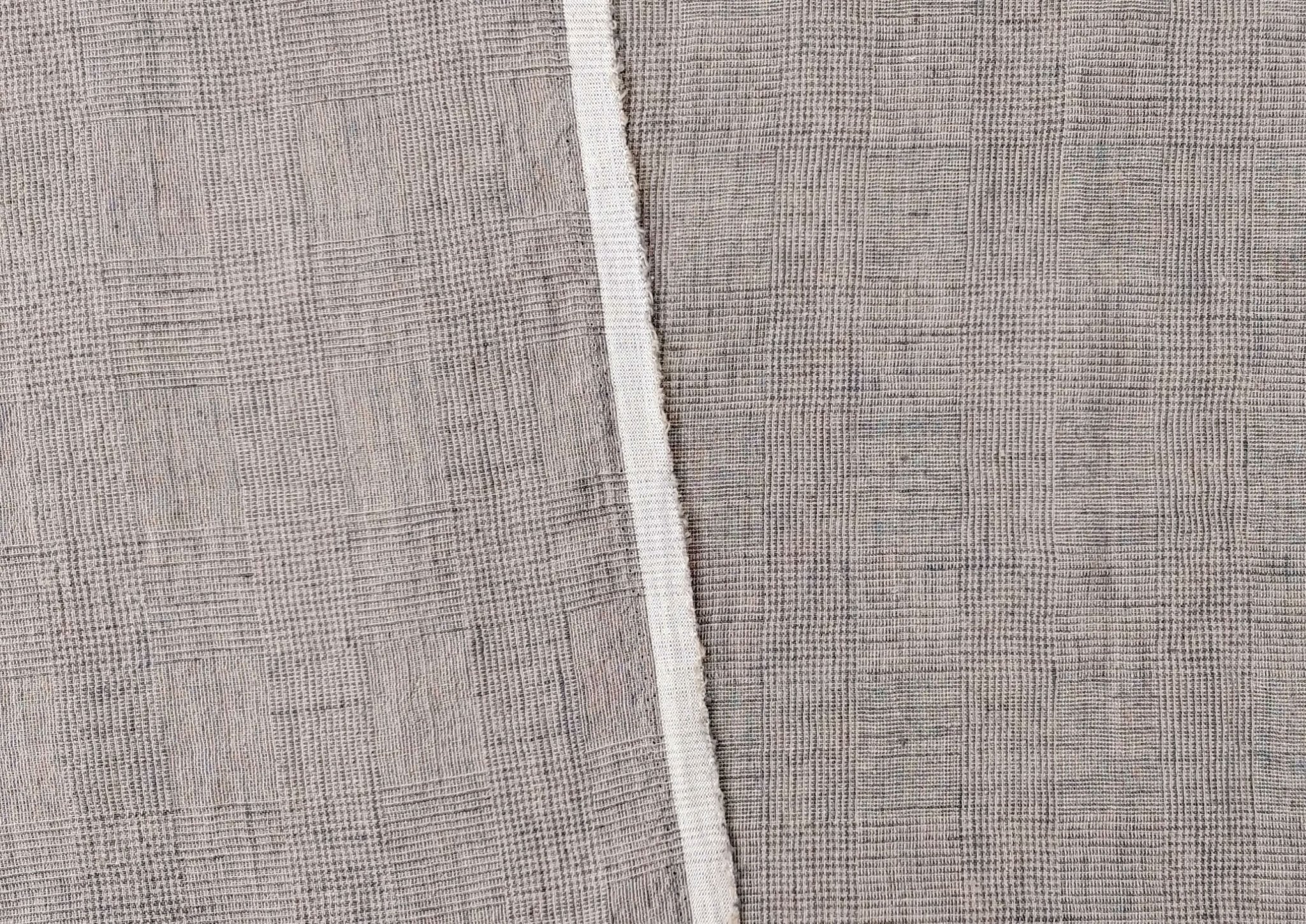 Linen Polyester Glen Plaid Fabric with Delave Effect 7062 7063 6805 - The Linen Lab - Greyish Beige