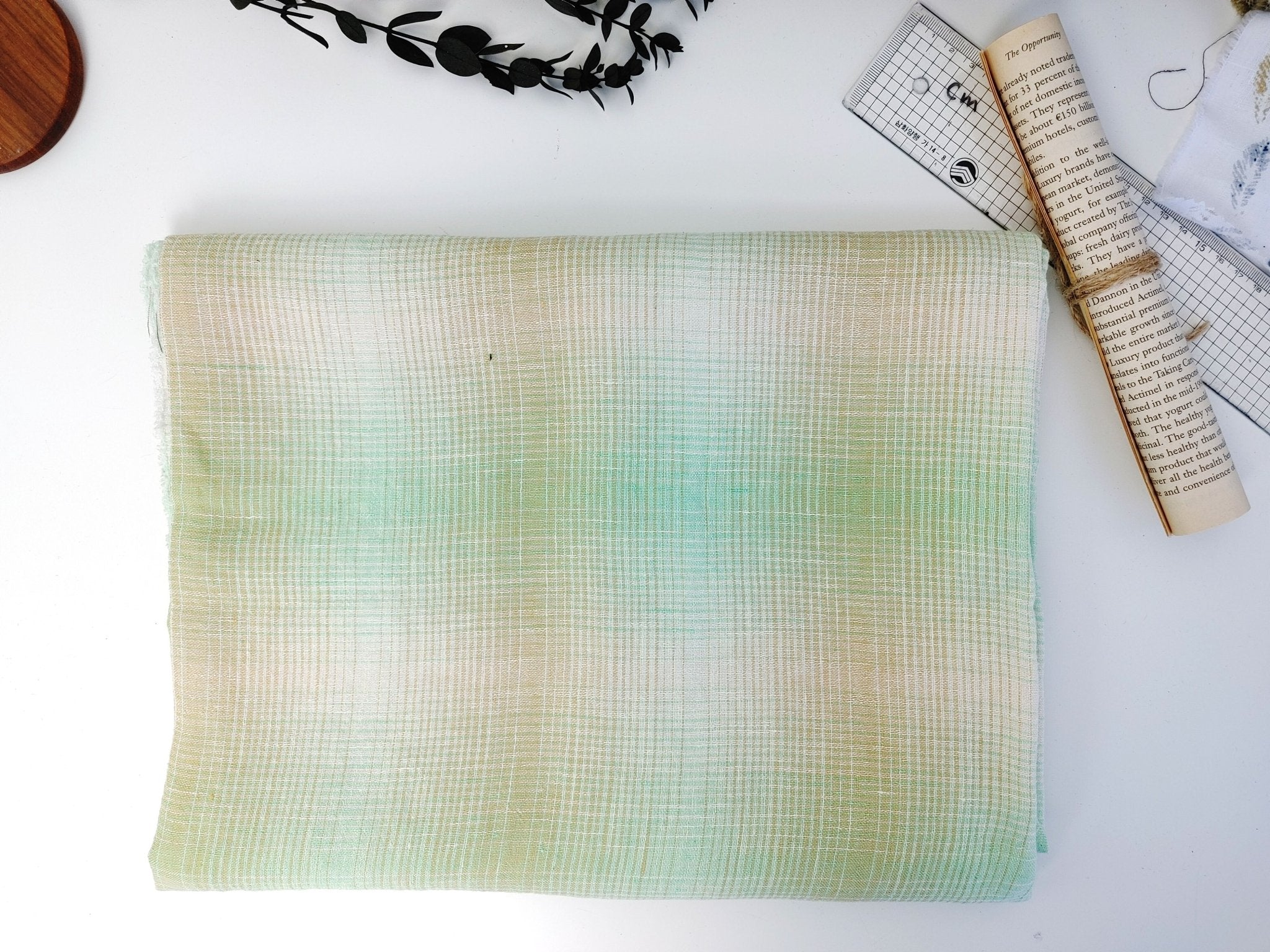 Linen Polyester Gradation Plaid Fabric 7241 7764 7765 7767 7768 7769 - The Linen Lab - Green(light)