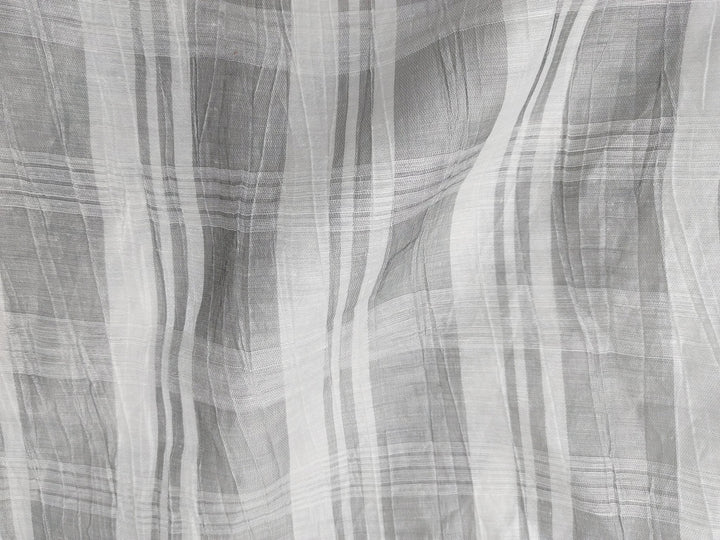 Linen Polyester Grey Plaid with Crease Wrinkle Effect Fabric 3525 - The Linen Lab - Gray
