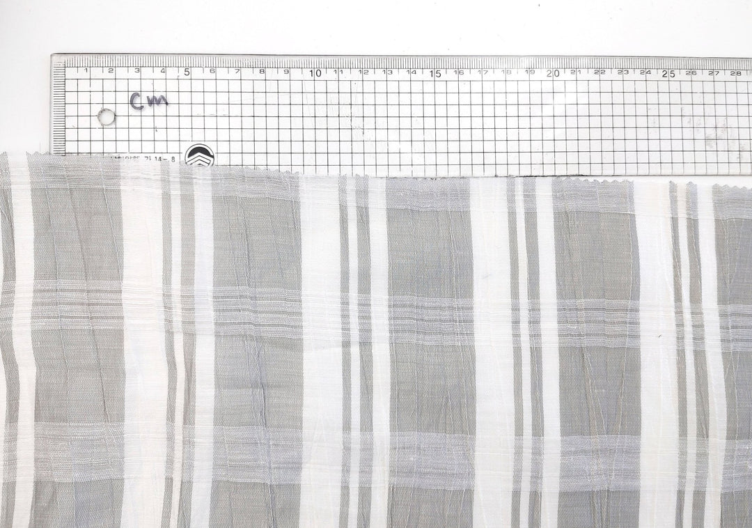 Linen Polyester Grey Plaid with Crease Wrinkle Effect Fabric 3525 - The Linen Lab - Gray