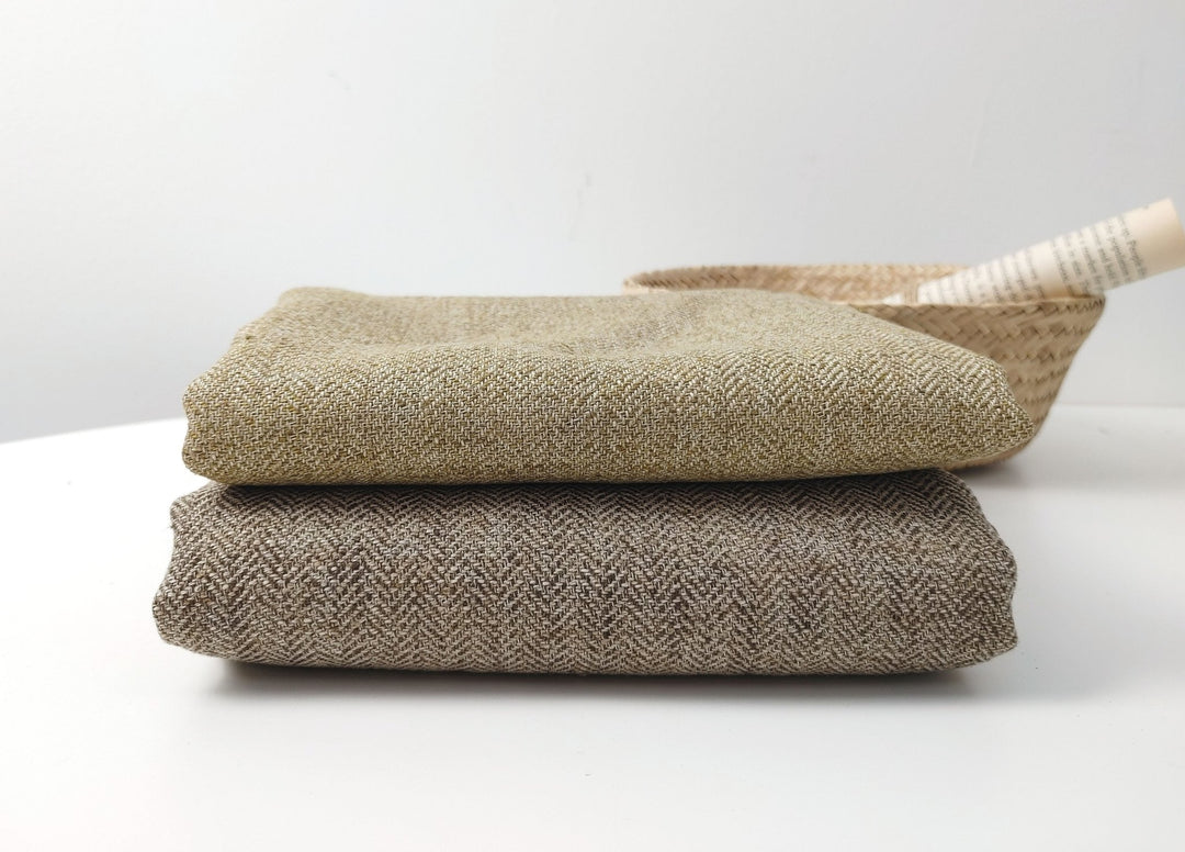 Linen Polyester HBT Herringbone Twill Fabric with Melange Effect Heavy Weight 7353 7821 - The Linen Lab - Beige