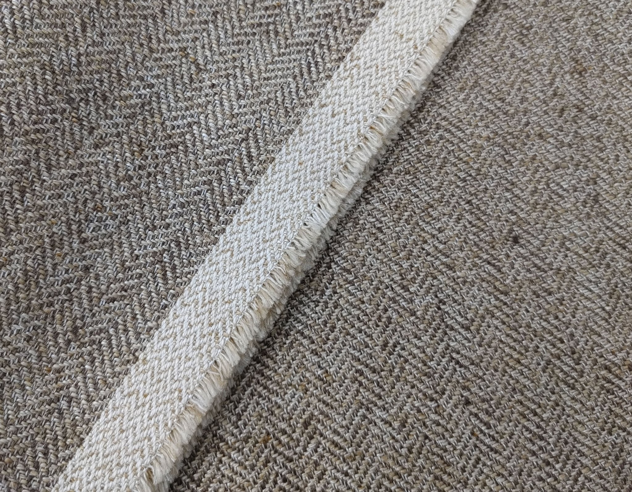 Linen Polyester HBT Herringbone Twill Fabric with Melange Effect Heavy Weight 7353 7821 - The Linen Lab - Beige