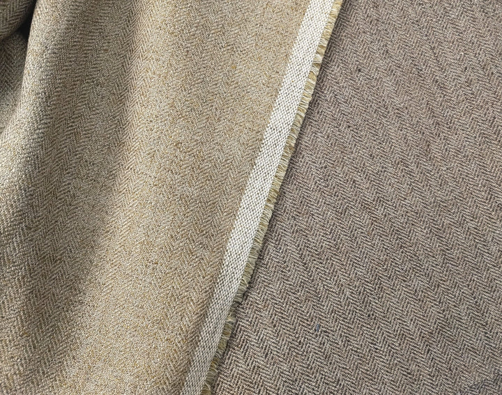 Linen Polyester HBT Herringbone Twill Fabric with Melange Effect Heavy Weight 7353 7821 - The Linen Lab - Beige