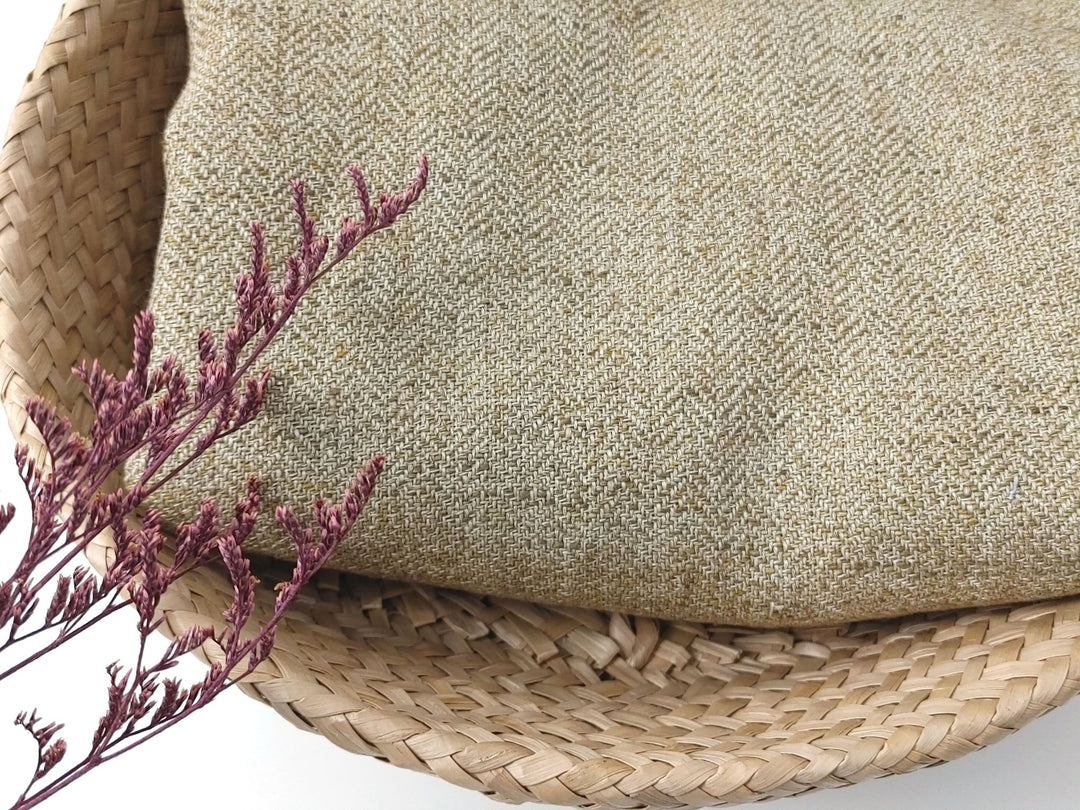 Linen Polyester HBT Herringbone Twill Fabric with Melange Effect Heavy Weight 7353 7821 - The Linen Lab - Brown