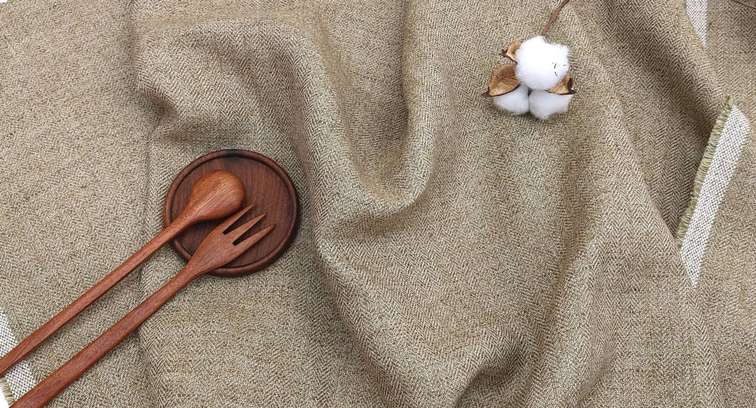 Linen Polyester HBT Herringbone Twill Fabric with Melange Effect Heavy Weight 7353 7821 - The Linen Lab - Brown