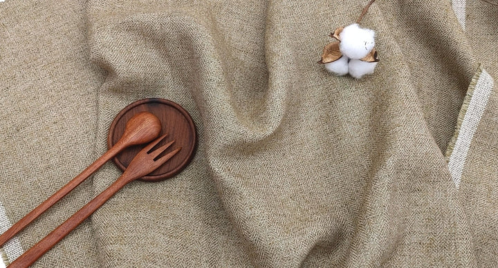 Linen Polyester HBT Herringbone Twill Fabric with Melange Effect Heavy Weight 7353 7821 - The Linen Lab - Brown