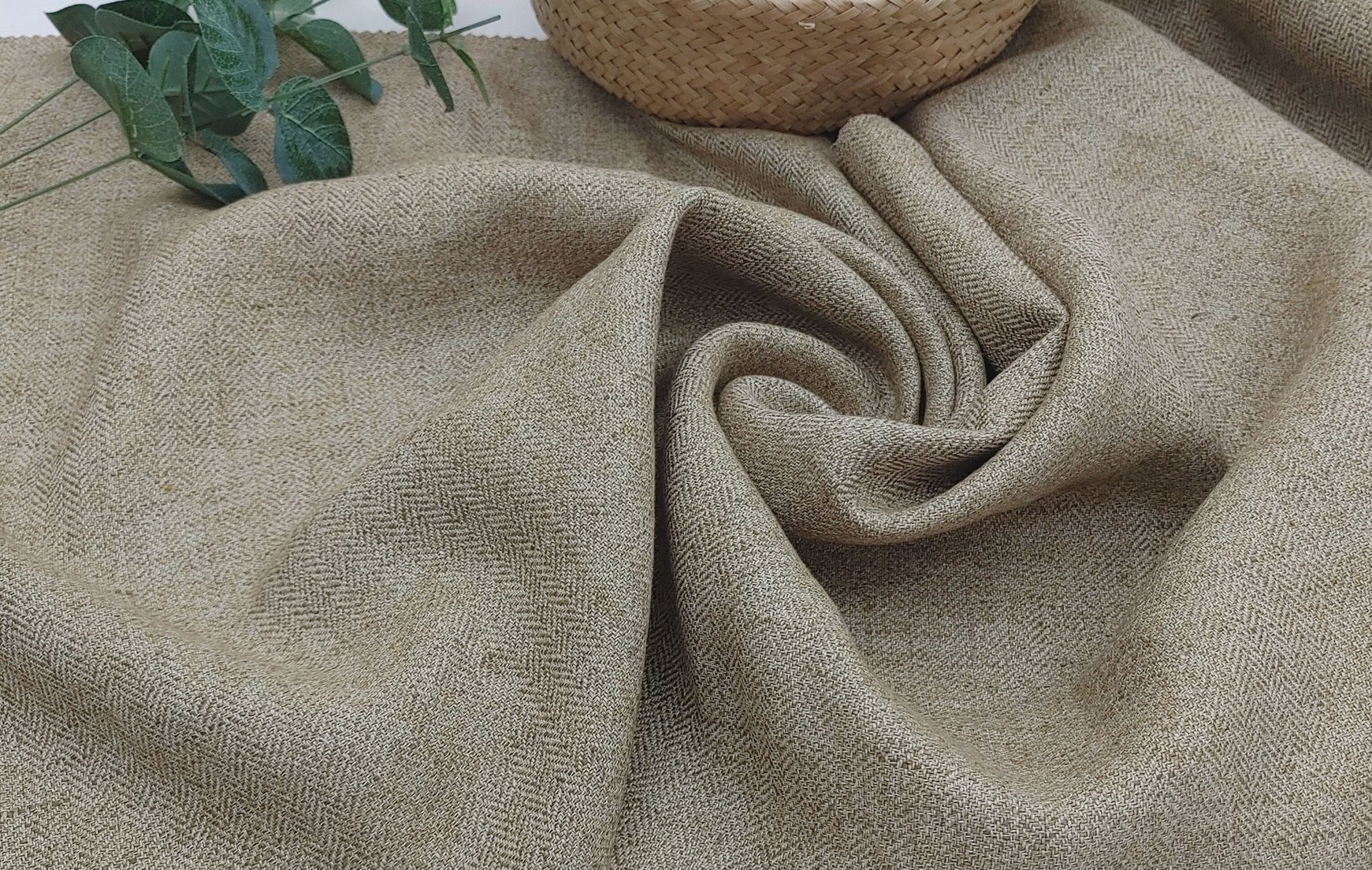Linen Polyester HBT Herringbone Twill Fabric with Melange Effect Heavy Weight 7353 7821 - The Linen Lab - Brown