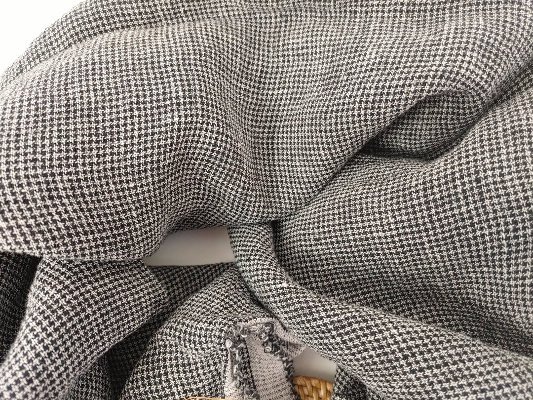 Linen Polyester Houndstooth Starcheck High-Twisted Yarn 7166 - The Linen Lab - Grey