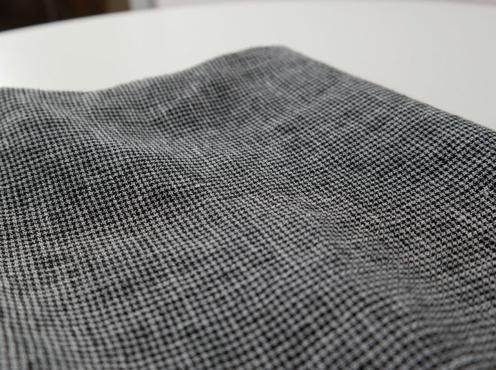 Linen Polyester Houndstooth Starcheck High-Twisted Yarn 7166 - The Linen Lab - Grey