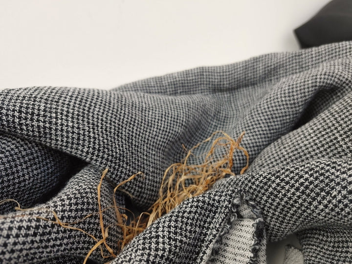 Linen Polyester Houndstooth Starcheck High-Twisted Yarn 7166 - The Linen Lab - Grey