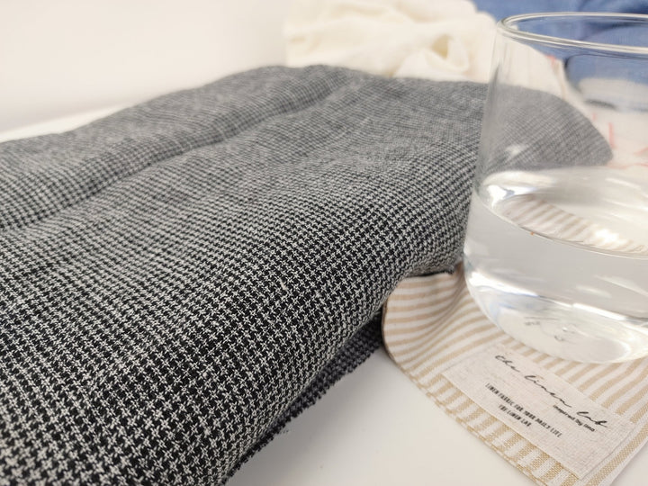 Linen Polyester Houndstooth Starcheck High-Twisted Yarn 7166 - The Linen Lab - Grey