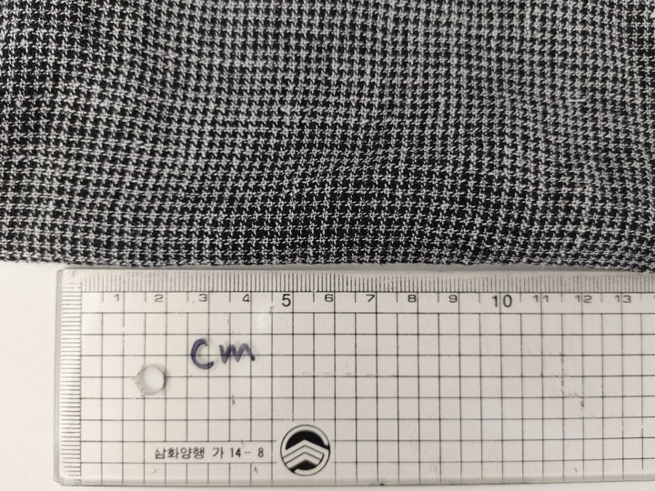 Linen Polyester Houndstooth Starcheck High-Twisted Yarn 7166 - The Linen Lab - Grey