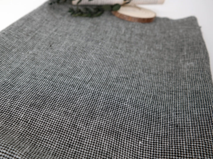 Linen Polyester Houndstooth Starcheck High-Twisted Yarn 7166 - The Linen Lab - Grey