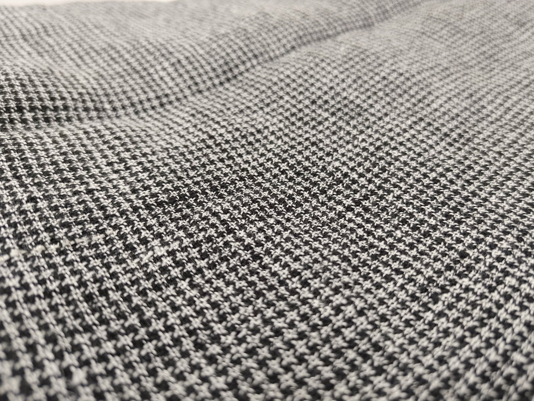 Linen Polyester Houndstooth Starcheck High-Twisted Yarn 7166 - The Linen Lab - Grey