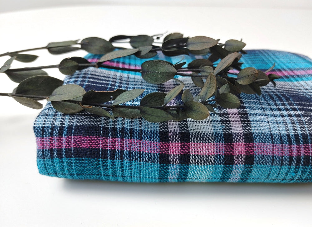 Linen Polyester Plaid Fabric with Natural Wrinkle Effect 7383 - The Linen Lab - Green