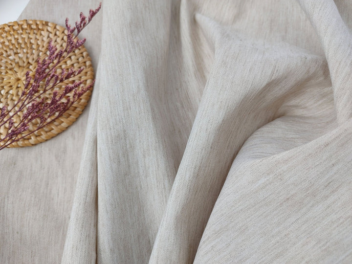 Linen Polyester Stretch Chambray Fabric 7809 7810 7808 - The Linen Lab - Beige